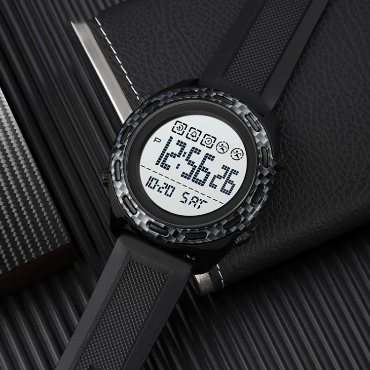 SKMEI 1872 Stainless Steel Buckle PU Strap Waterproof Electronic Watch, Dial:Black(Carbon Brazing) - free shipping - PMC TechLife - Order now!