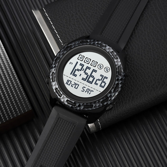 SKMEI 1872 Stainless Steel Buckle PU Strap Water-resistant Electronic Watch, Dial:Black(Carbon Brazing)