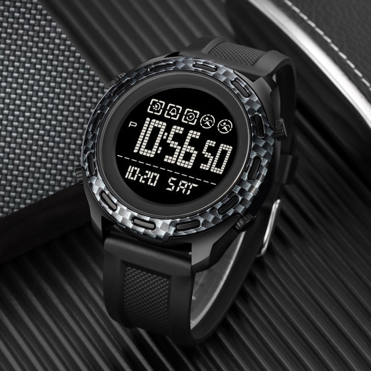 SKMEI 1872 Stainless Steel Buckle PU Strap Water-resistant Electronic Watch, Dial:Black(Carbon Brazing)