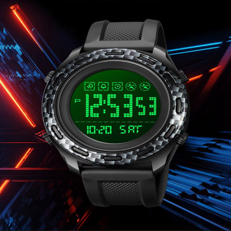 SKMEI 1872 Stainless Steel Buckle PU Strap Waterproof Electronic Watch, Dial:Black(Carbon Brazing) - free shipping - PMC TechLife - Order now!