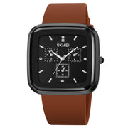 SKMEI 1902 Stainless Steel Buckle Silicone Strap Water-resistant Quartz Watch(Black + Brown)