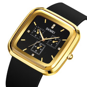 SKMEI 1902 Stainless Steel Buckle Silicone Strap Water-resistant Quartz Watch(Black+Black)