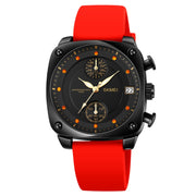 SKMEI 1903 Stainless Steel Buckle Silicone Strap Water-resistant Quartz Watch(Red)