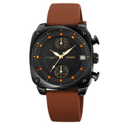 SKMEI 1903 Stainless Steel Buckle Silicone Strap Water-resistant Quartz Watch(Coffee)