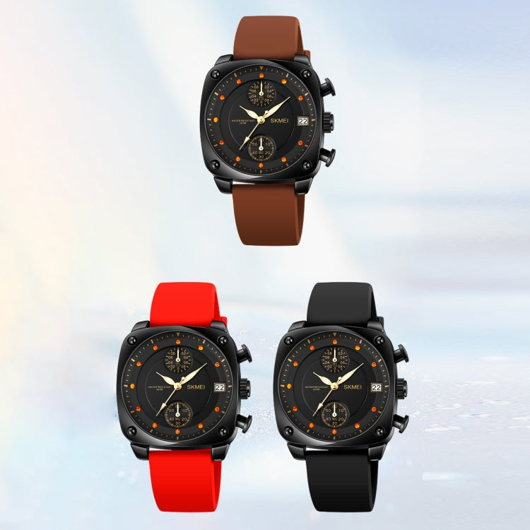 SKMEI 1903 Stainless Steel Buckle Silicone Strap Water-resistant Quartz Watch(Black)
