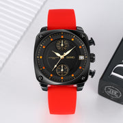 SKMEI 1903 Stainless Steel Buckle Silicone Strap Water-resistant Quartz Watch(Black)