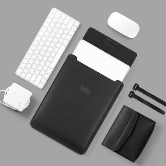 4 in 1 Lightweight and Portable Leather Computer Bag, Size:15.4/15.6/16.1 inches(Black)