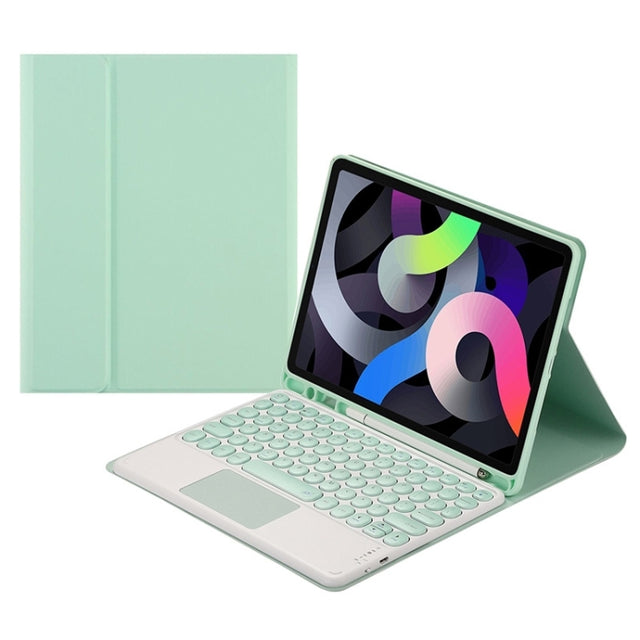 Round Cap Bluetooth Keyboard Leather Case with Pen Slot & Touchpad For Samsung Galaxy Tab S7(Green)