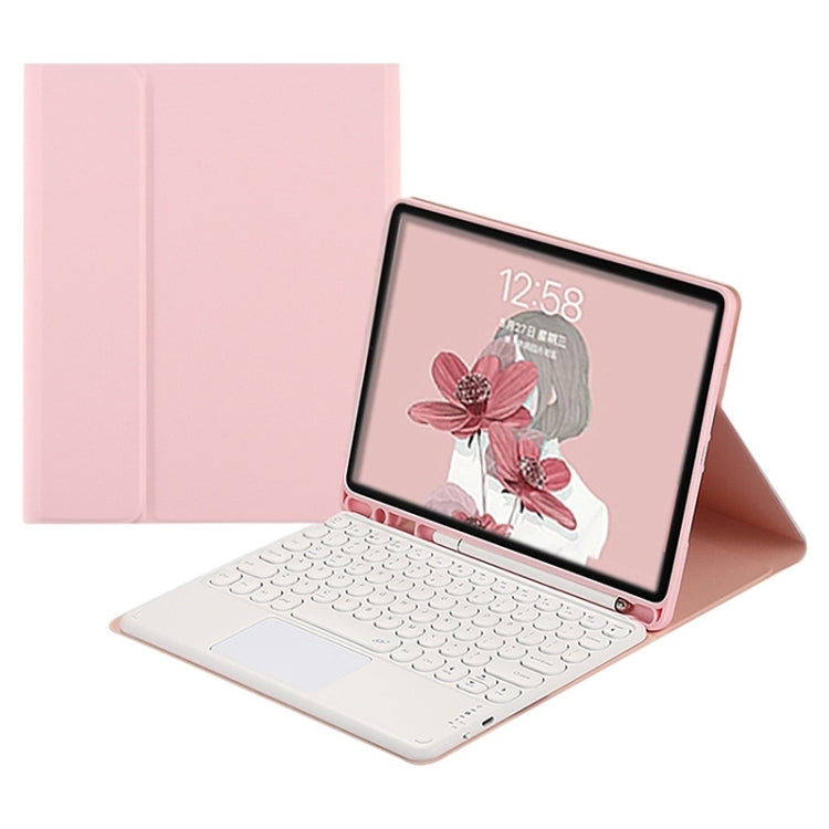 Round Cap Bluetooth Keyboard Leather Case with Pen Slot & Touchpad For Samsung Galaxy Tab A7 10.4 2020(Pink+White Keyboard) - Samsung Keyboard by PMC TechLife | Online Shopping South Africa | PMC TechLife