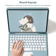 Round Cap Bluetooth Keyboard Leather Case with Pen Slot & Touchpad For Samsung Galaxy Tab A7 10.4 2020(Pink+White Keyboard)