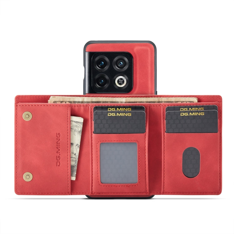 For OnePlus 10 Pro DG.MING M1 Series 3-Fold Multi Card Wallet + Magnetic Phone Case(Red) - OnePlus Cases by DG.MING | Online Shopping South Africa | PMC TechLife | Buy Now Pay Later Mobicred