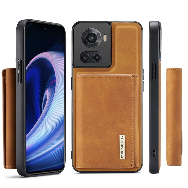 For OnePlus Ace/10R DG.MING M1 Series 3-Fold Multi Card Wallet + Magnetic Phone Case(Brown) - free shipping - PMC TechLife - Order now!