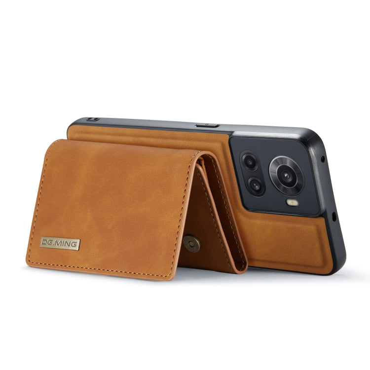For OnePlus Ace/10R DG.MING M1 Series 3-Fold Multi Card Wallet + Magnetic Phone Case(Brown) - free shipping - PMC TechLife - Order now!