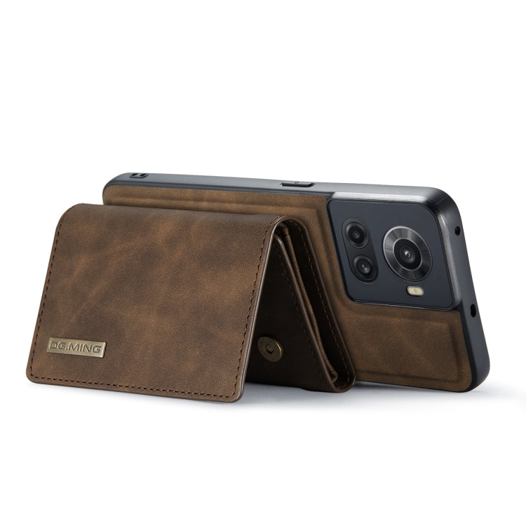 For OnePlus Ace/10R DG.MING M1 Series 3-Fold Multi Card Wallet + Magnetic Phone Case(Coffee) - OnePlus Cases by DG.MING | Online Shopping South Africa | PMC TechLife | Buy Now Pay Later Mobicred