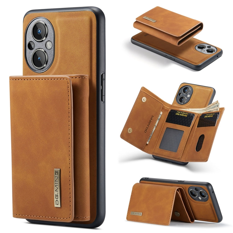 For OnePlus Nord N20 5G DG.MING M1 Series 3-Fold Multi Card Wallet + Magnetic Phone Case(Brown) - OnePlus Cases by DG.MING | Online Shopping South Africa | PMC TechLife | Buy Now Pay Later Mobicred