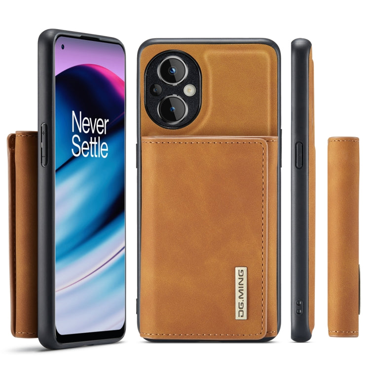 For OnePlus Nord N20 5G DG.MING M1 Series 3-Fold Multi Card Wallet + Magnetic Phone Case(Brown) - OnePlus Cases by DG.MING | Online Shopping South Africa | PMC TechLife | Buy Now Pay Later Mobicred