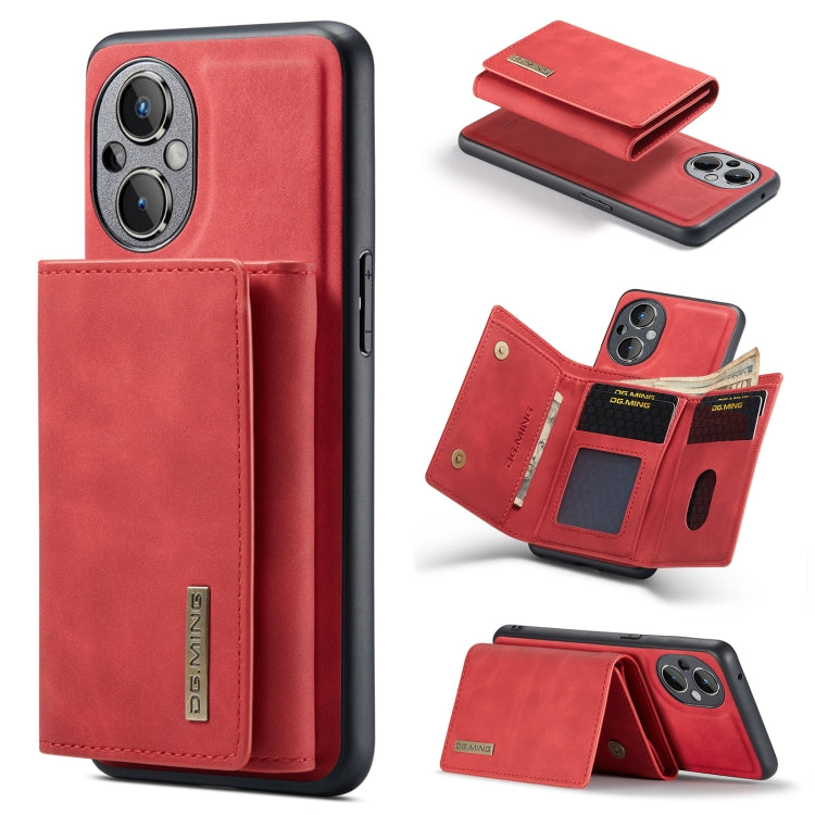 For OnePlus Nord N20 5G DG.MING M1 Series 3-Fold Multi Card Wallet + Magnetic Phone Case(Red) - OnePlus Cases by DG.MING | Online Shopping South Africa | PMC TechLife | Buy Now Pay Later Mobicred