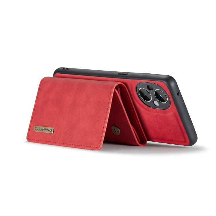 For OnePlus Nord N20 5G DG.MING M1 Series 3-Fold Multi Card Wallet + Magnetic Phone Case(Red)