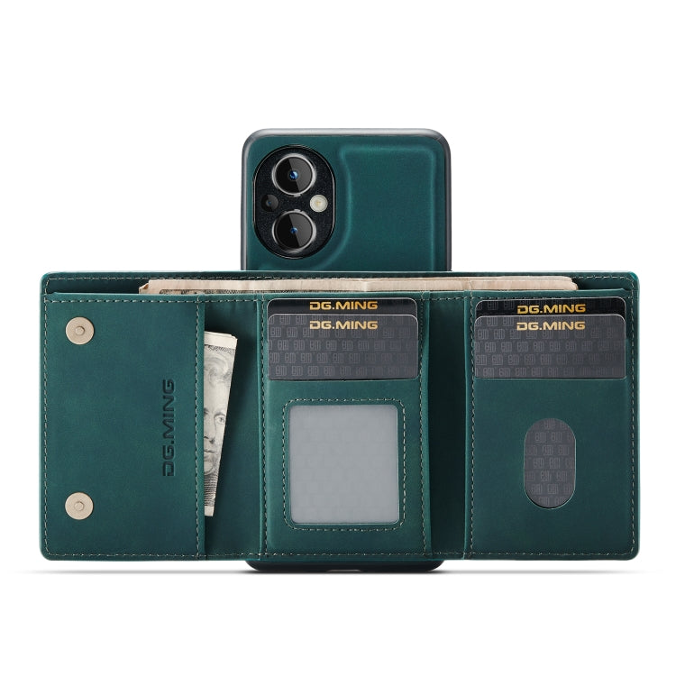 For OnePlus Nord N20 5G DG.MING M1 Series 3-Fold Multi Card Wallet + Magnetic Phone Case(Green) - OnePlus Cases by DG.MING | Online Shopping South Africa | PMC TechLife | Buy Now Pay Later Mobicred