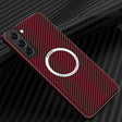 For Samsung Galaxy S22 5G Carbon Fiber Texture MagSafe Magnetic Phone Case(Red) - Galaxy S22 5G Cases by PMC TechLife | Online Shopping South Africa | PMC TechLife