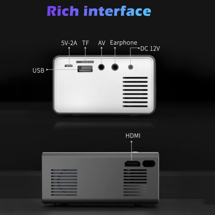T300 25ANSI LED Portable Home Multimedia Game Projector, Plug Type:EU Plug(Black)