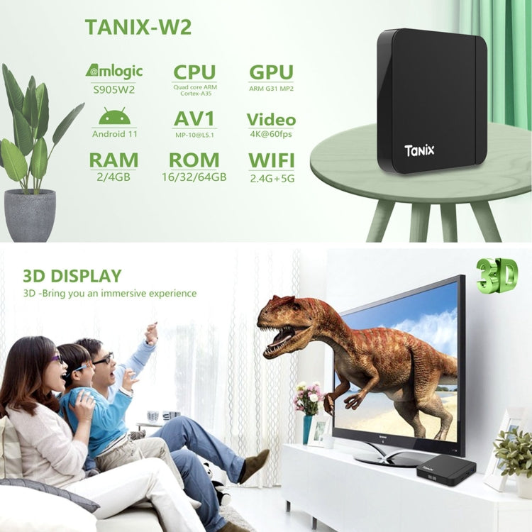 Tanix W2 Amlogic S905 Quad Core Smart TV Set Top Box, RAM:2G+16G(US Plug)