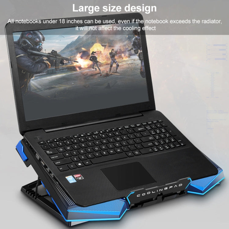 5 Fan 2 USB Lifting Folding Laptop Cooling Stand(Black Blue)