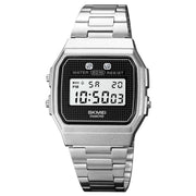 SKMEI 1952 Resin Mirror ABS Case Water-resistant Electronic Watch(Silver Steel Belt)