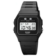 SKMEI 1952 Resin Mirror ABS Case Water-resistant Electronic Watch(Black PU belt)