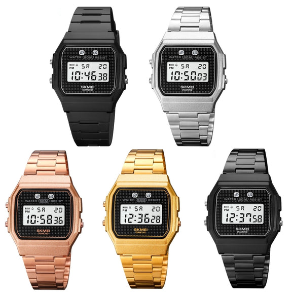 SKMEI 1952 Resin Mirror ABS Case Water-resistant Electronic Watch(Black PU belt)