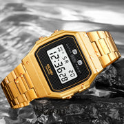 SKMEI 1952 Resin Mirror ABS Case Water-resistant Electronic Watch(Black PU belt)