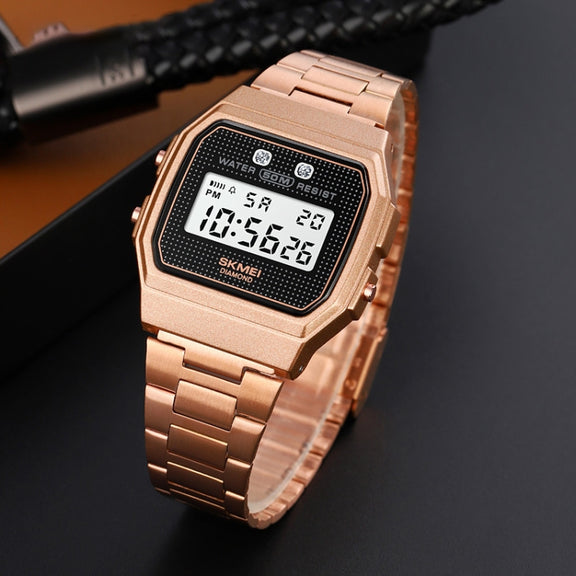 SKMEI 1952 Resin Mirror ABS Case Water-resistant Electronic Watch(Black PU belt)
