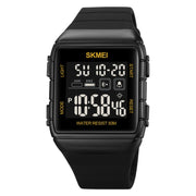 SKMEI 1960 Stainless Steel Buckle Silicone Strap Water-resistant Electronic Watch(Black Gold)