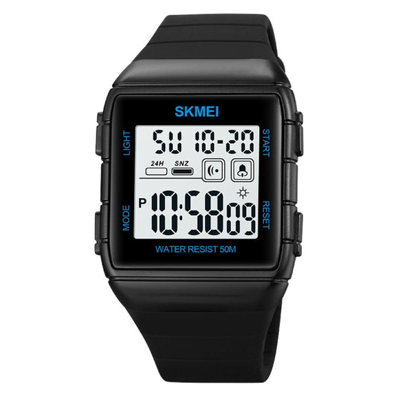SKMEI 1960 Stainless Steel Buckle Silicone Strap Water-resistant Electronic Watch(Blue)