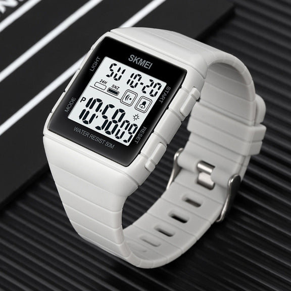 SKMEI 1960 Stainless Steel Buckle Silicone Strap Water-resistant Electronic Watch(Blue)