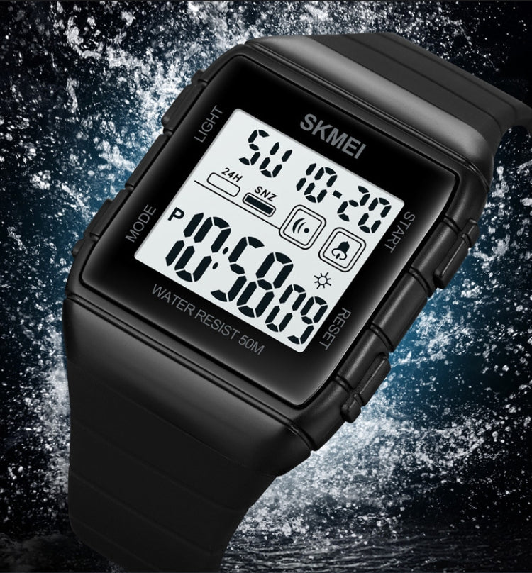 SKMEI 1960 Stainless Steel Buckle Silicone Strap Water-resistant Electronic Watch(Blue)