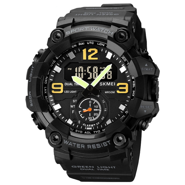 SKMEI 1965 Stainless Steel Buckle PU Strap Waterproof Electronic Watch(Black) - free shipping - PMC TechLife - Order now!