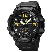 SKMEI 1965 Stainless Steel Buckle PU Strap Water-resistant Electronic Watch(Black)