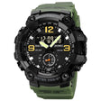 SKMEI 1965 Stainless Steel Buckle PU Strap Waterproof Electronic Watch(Army Green) - free shipping - PMC TechLife - Order now!