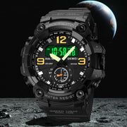 SKMEI 1965 Stainless Steel Buckle PU Strap Water-resistant Electronic Watch(Army Green)