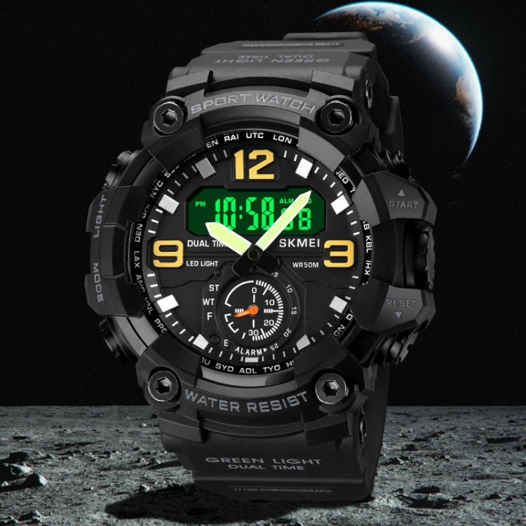 SKMEI 1965 Stainless Steel Buckle PU Strap Waterproof Electronic Watch(Black) - free shipping - PMC TechLife - Order now!