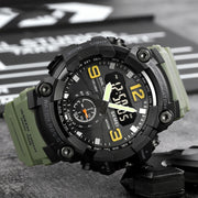 SKMEI 1965 Stainless Steel Buckle PU Strap Water-resistant Electronic Watch(Army Green)