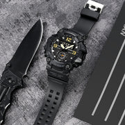 SKMEI 1965 Stainless Steel Buckle PU Strap Water-resistant Electronic Watch(Army Green)