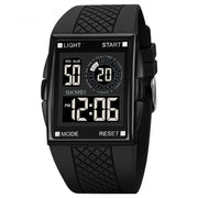 SKMEI 1967 Stainless Steel Buckle PU Strap Water-resistant Electronic Watch(Black and Black Machine)