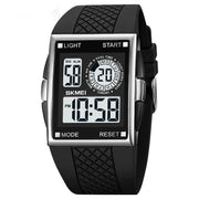 SKMEI 1967 Stainless Steel Buckle PU Strap Water-resistant Electronic Watch(Silver and White Machine)