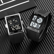 SKMEI 1967 Stainless Steel Buckle PU Strap Water-resistant Electronic Watch(Silver and Black Machine)