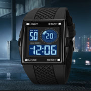 SKMEI 1967 Stainless Steel Buckle PU Strap Water-resistant Electronic Watch(Black and White Machine)