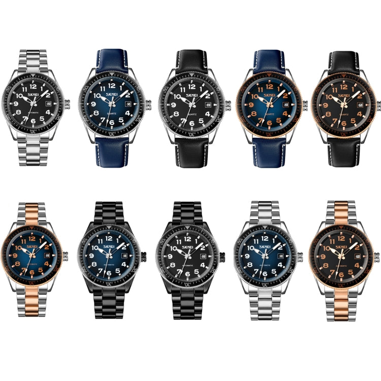 SKMEI 9232 Stainless Steel Buckle Glass Mirror Waterproof Resistant Quartz Watch(Belt - Silver and Black) - free shipping - PMC TechLife - Order now!