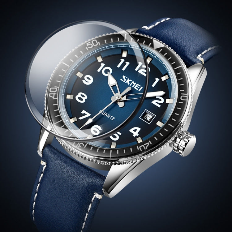 SKMEI 9232 Stainless Steel Buckle Glass Mirror Waterproof Resistant Quartz Watch(Belt - Silver and Black) - free shipping - PMC TechLife - Order now!