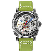 SKMEI 9271 Stainless Steel Buckle Leather Strap Water-resistant Mechanical Watch(Green)